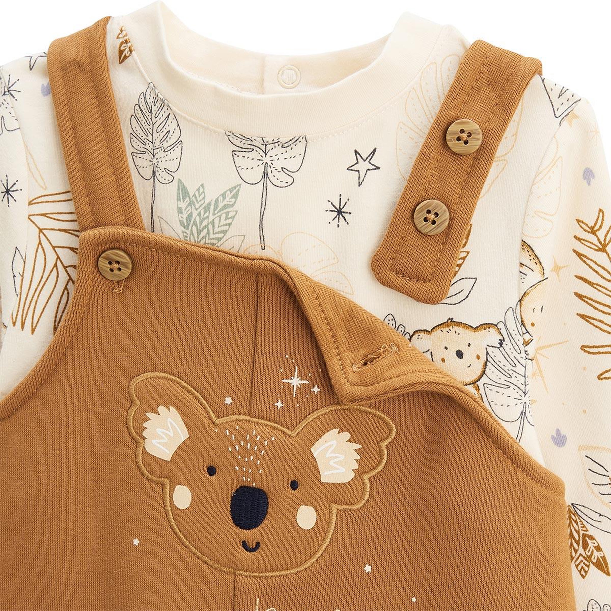 Voir la diapositive 3 : Petit Béguin Ensemble salopette bébé en molleton et t-shirt Constellation