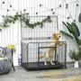 PAWHUT Cage pour chien pliable cage de transport sur roulettes 2 portes verrouillables plateau amovible dim. 125L x 76l x 81H cm métal gris noir