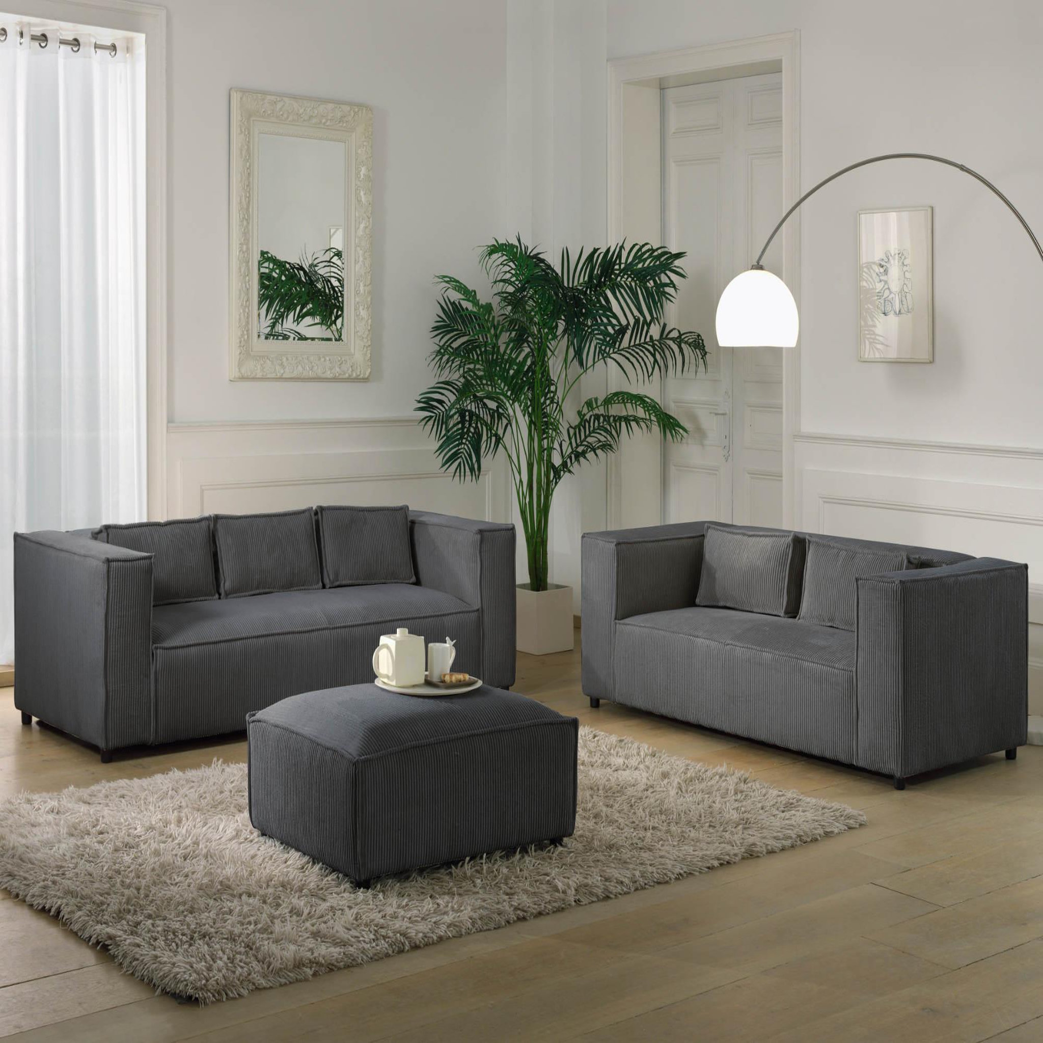 Voir la diapositive 4 : LISA DESIGN Stella - canapé fixe 3 places - en velours côtelé - style contemporain