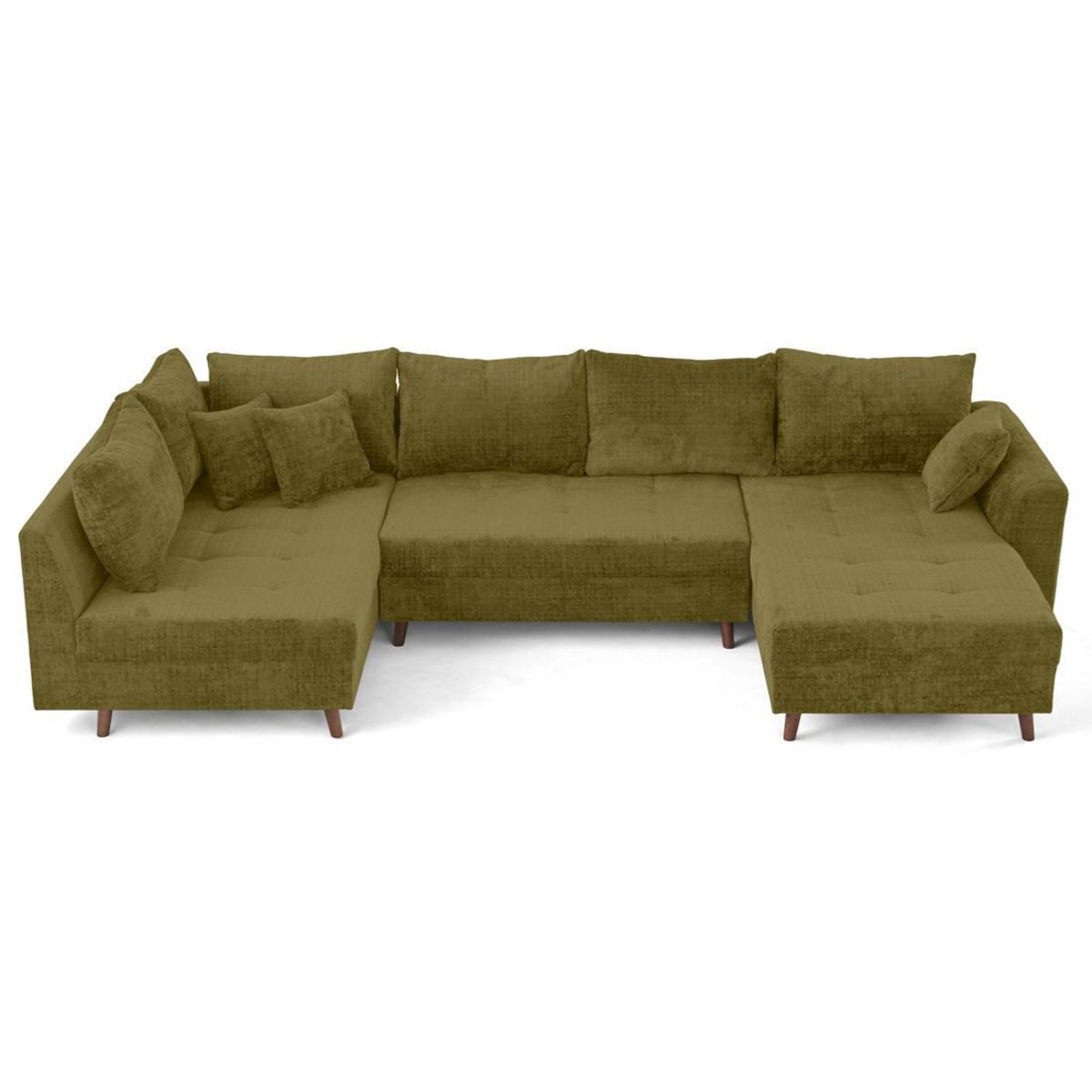 LISA DESIGN Rune - canapé panoramique d'angle gauche 7 places en velours texturé