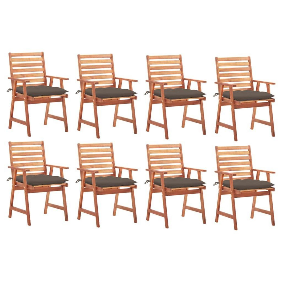 VIDAXL Chaises a manger d'exterieur lot de 8 et coussins Acacia massif