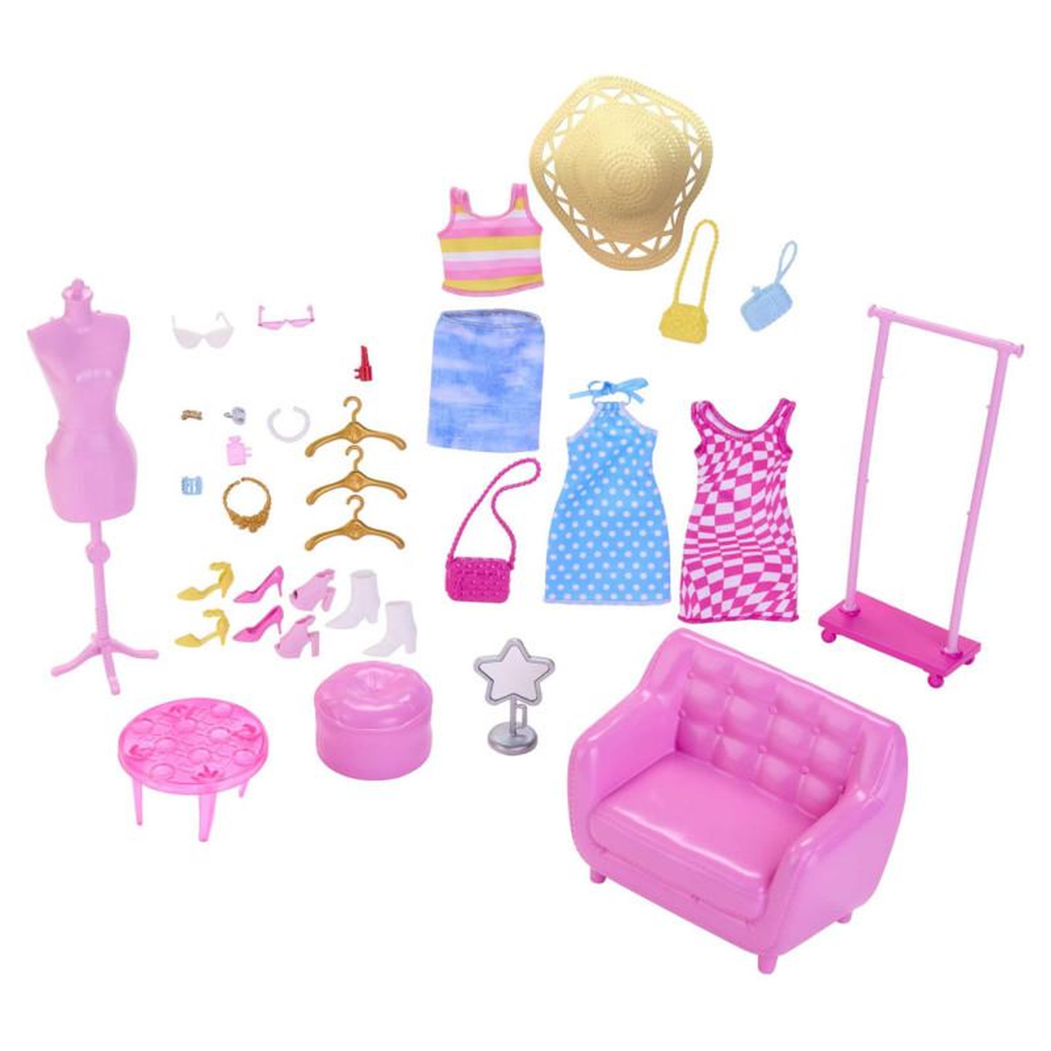 Voir la diapositive 2 : MATTEL Mattel - Barbie Fashionista Doll with Clothes Rack HPL78