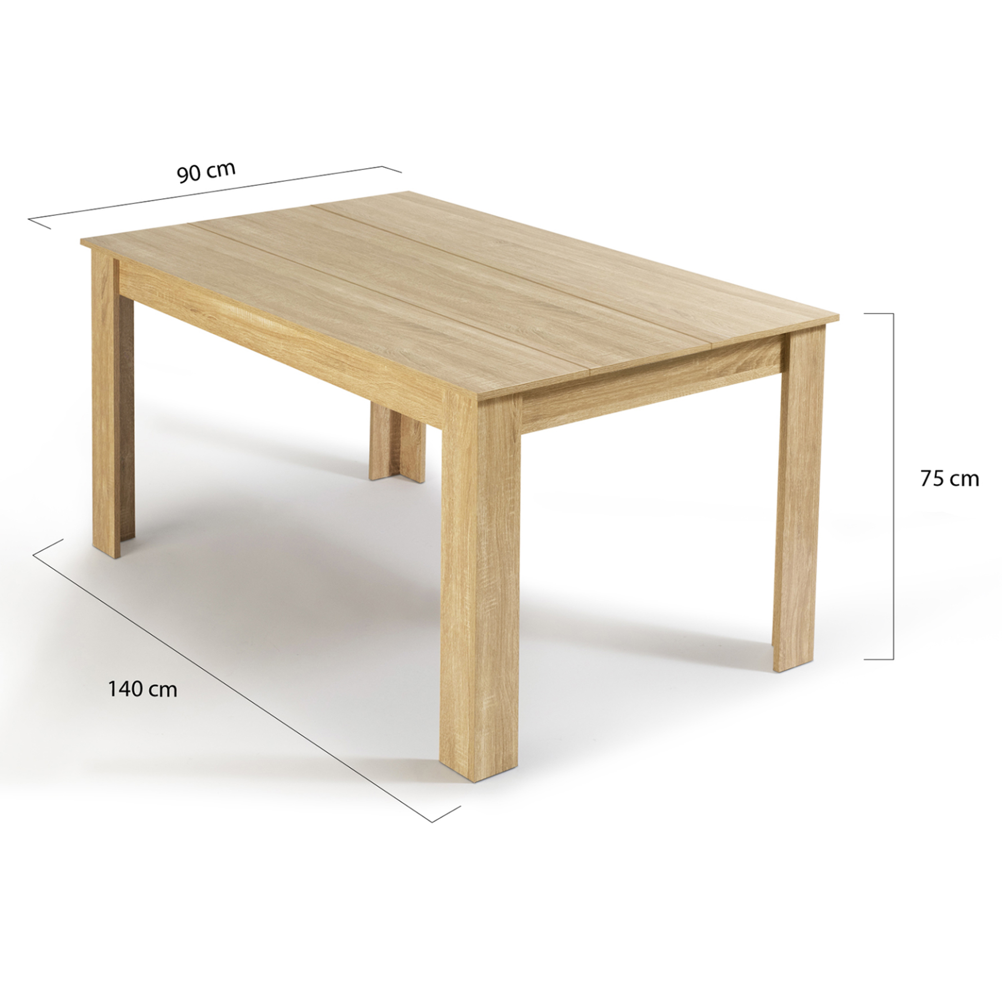 Voir la diapositive 6 : ID MARKET Table à manger rectangle georgia 6 personnes imitation hêtre 140 x 80 cm