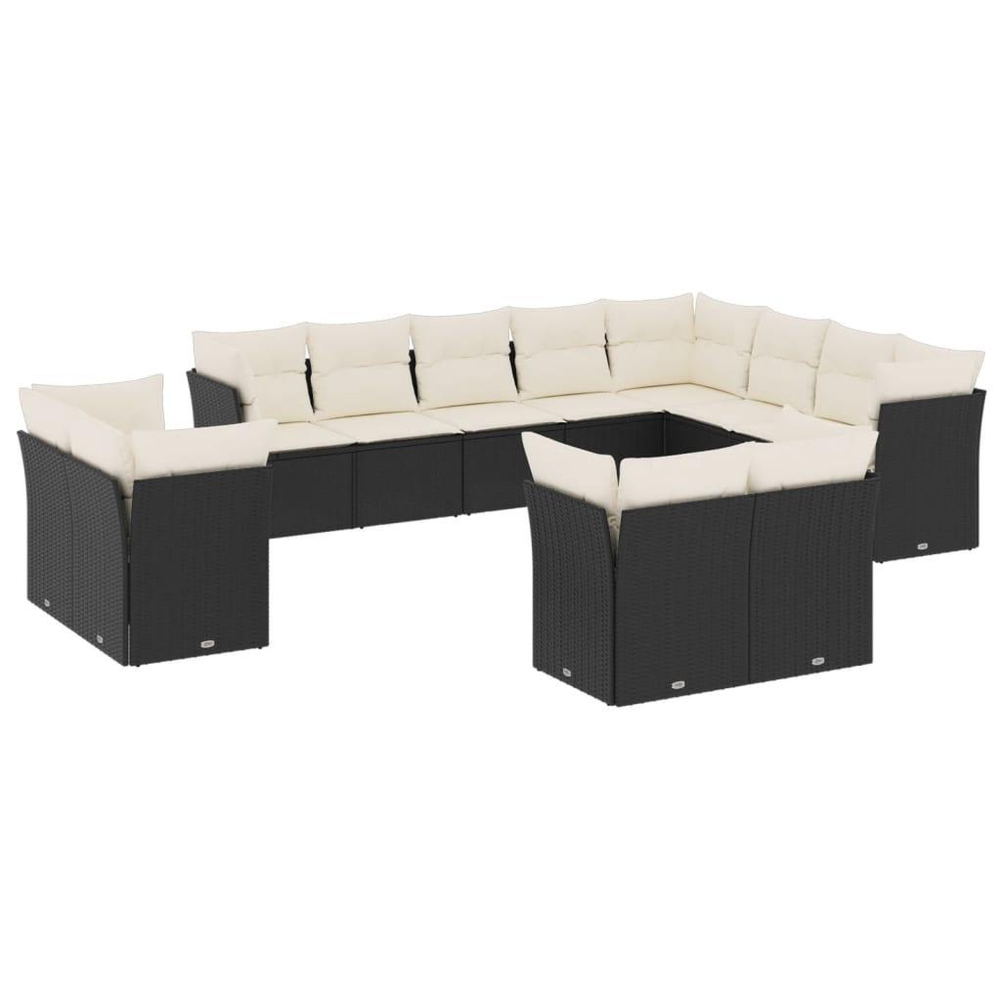 Voir la diapositive 2 : VIDAXL Salon de jardin 12 pcs avec coussins noir resine tressee