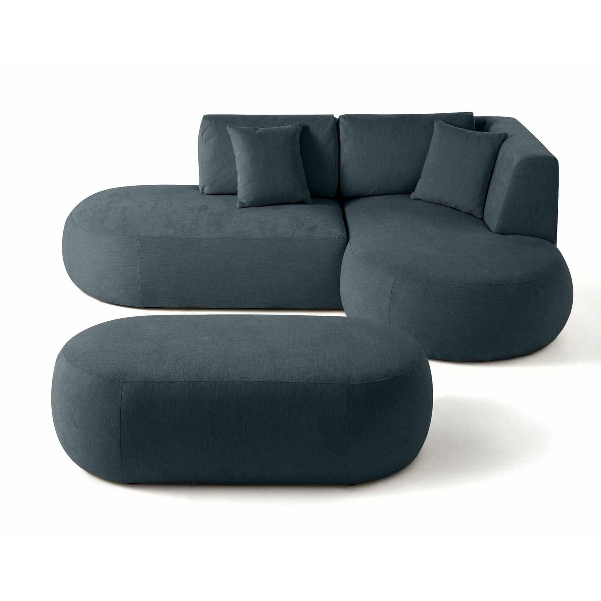 LISA DESIGN Santorini - canapé modulable d'angle droit + pouf - 4 places - en tissu texturé