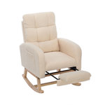 MERAX Fauteuil à Bascule Rocking Chair Avec Repose-pieds Teddy Beige