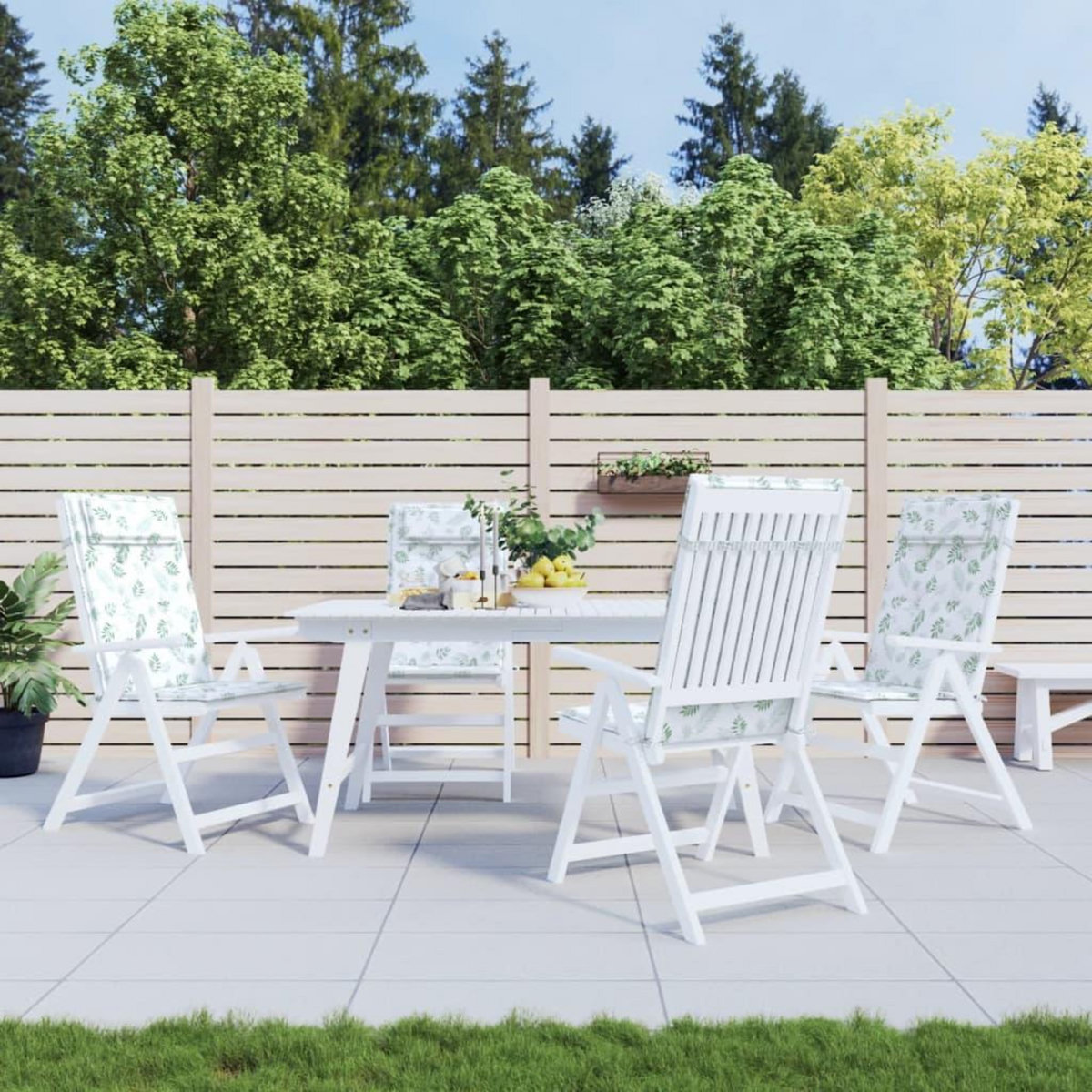 VIDAXL Coussins de chaise a dossier haut lot de 4 modele de feuille