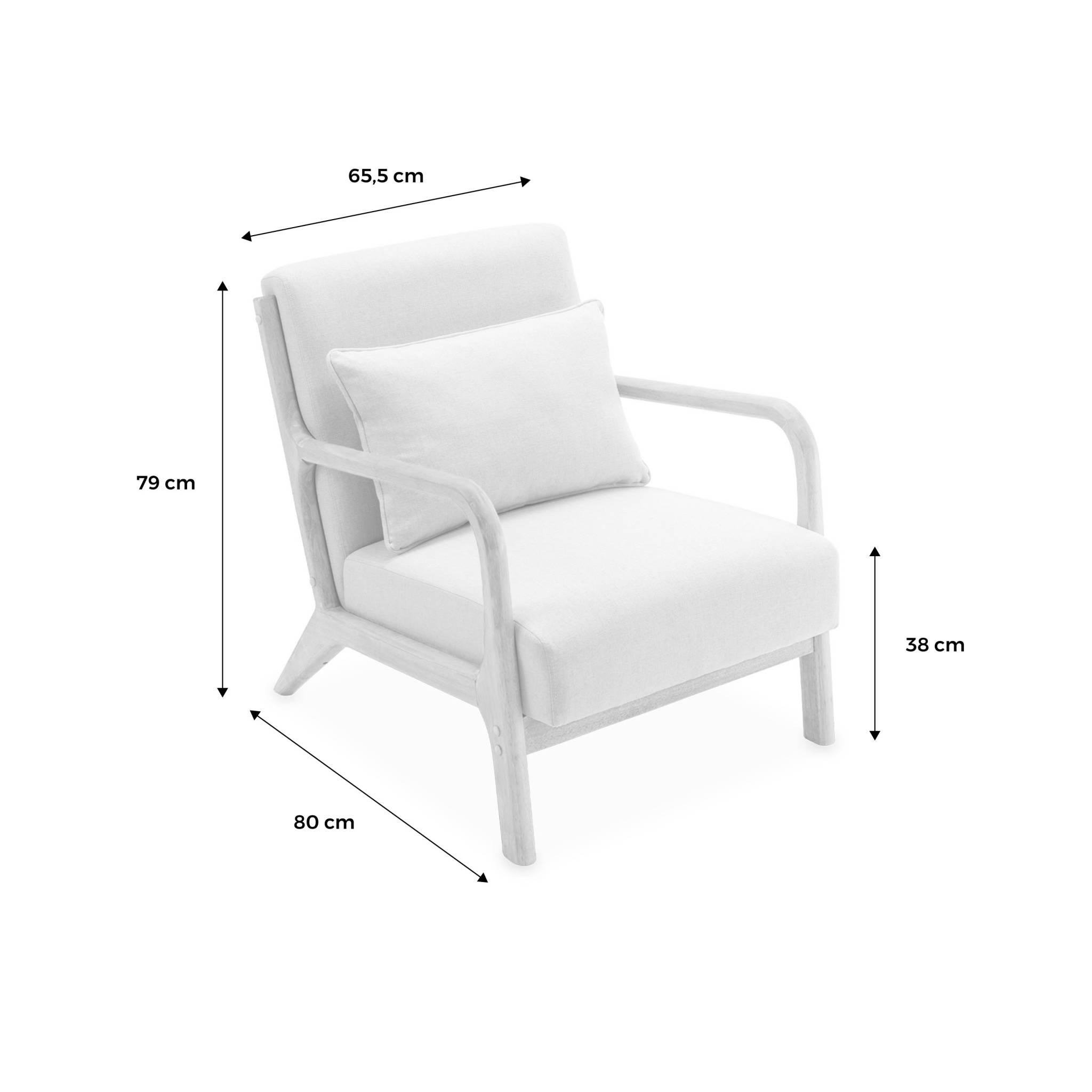 Voir la diapositive 3 : SWEEEK Banquette 2 places + Fauteuil en bois et tissu beige. bois d'hévéa teinté noyer clair