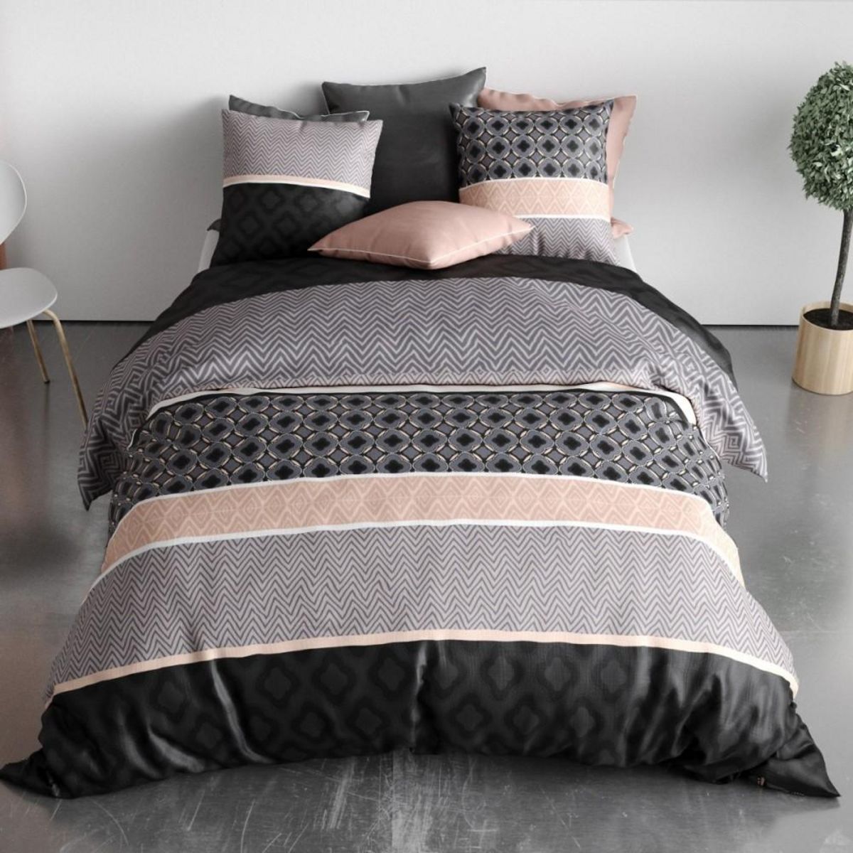 ATELIER DU COTON Housse de couette 240x220 KEA + 2 taies coton 57 fils