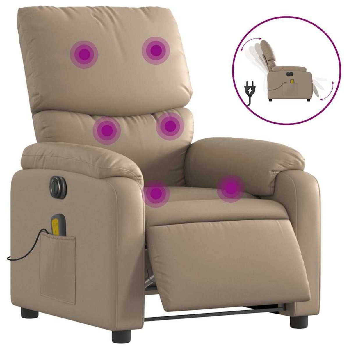 VIDAXL Fauteuil de massage inclinable electrique cappuccino similicuir