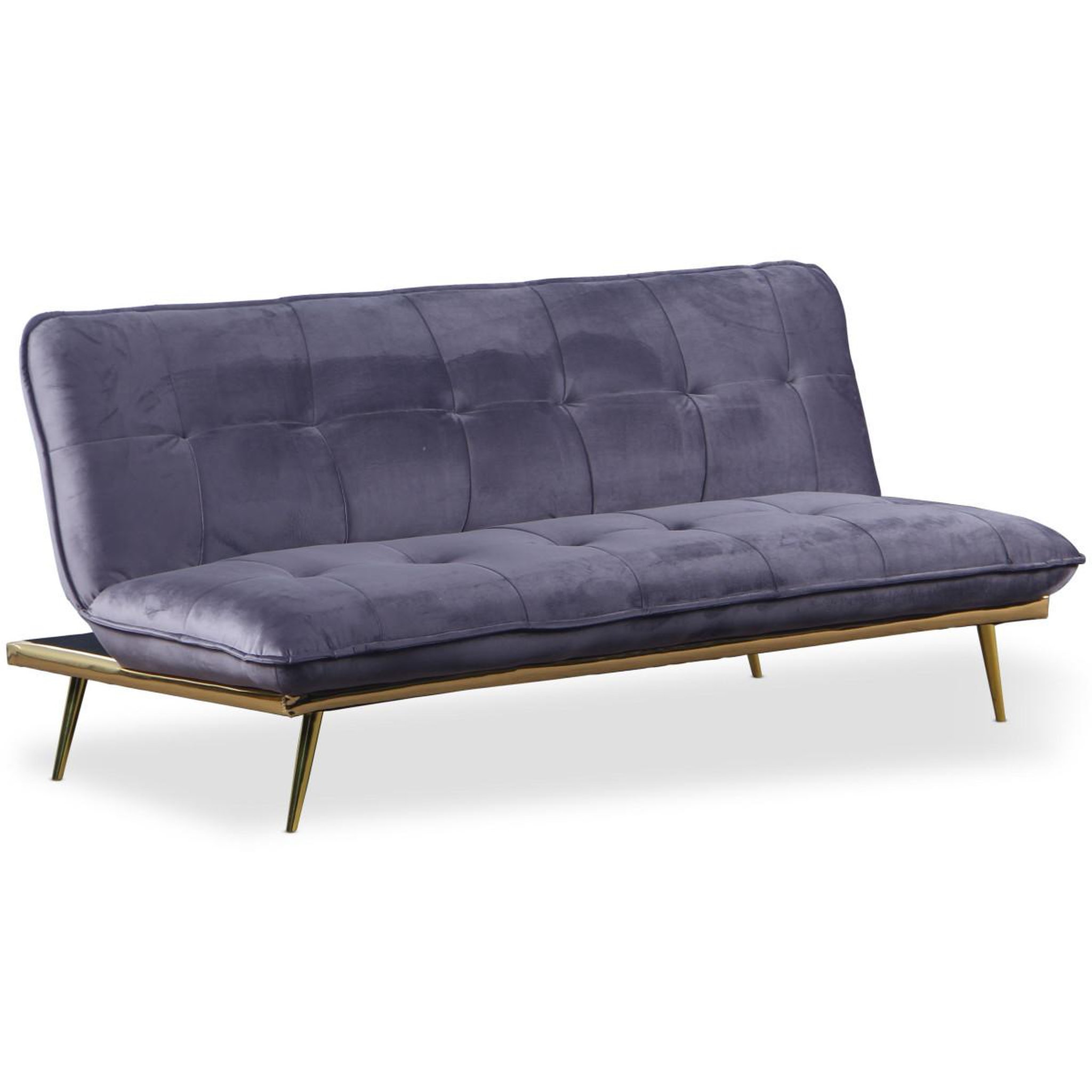 Voir la diapositive 1 : Paris Prix Canapé Convertible en Velours  Floran  182cm Gris