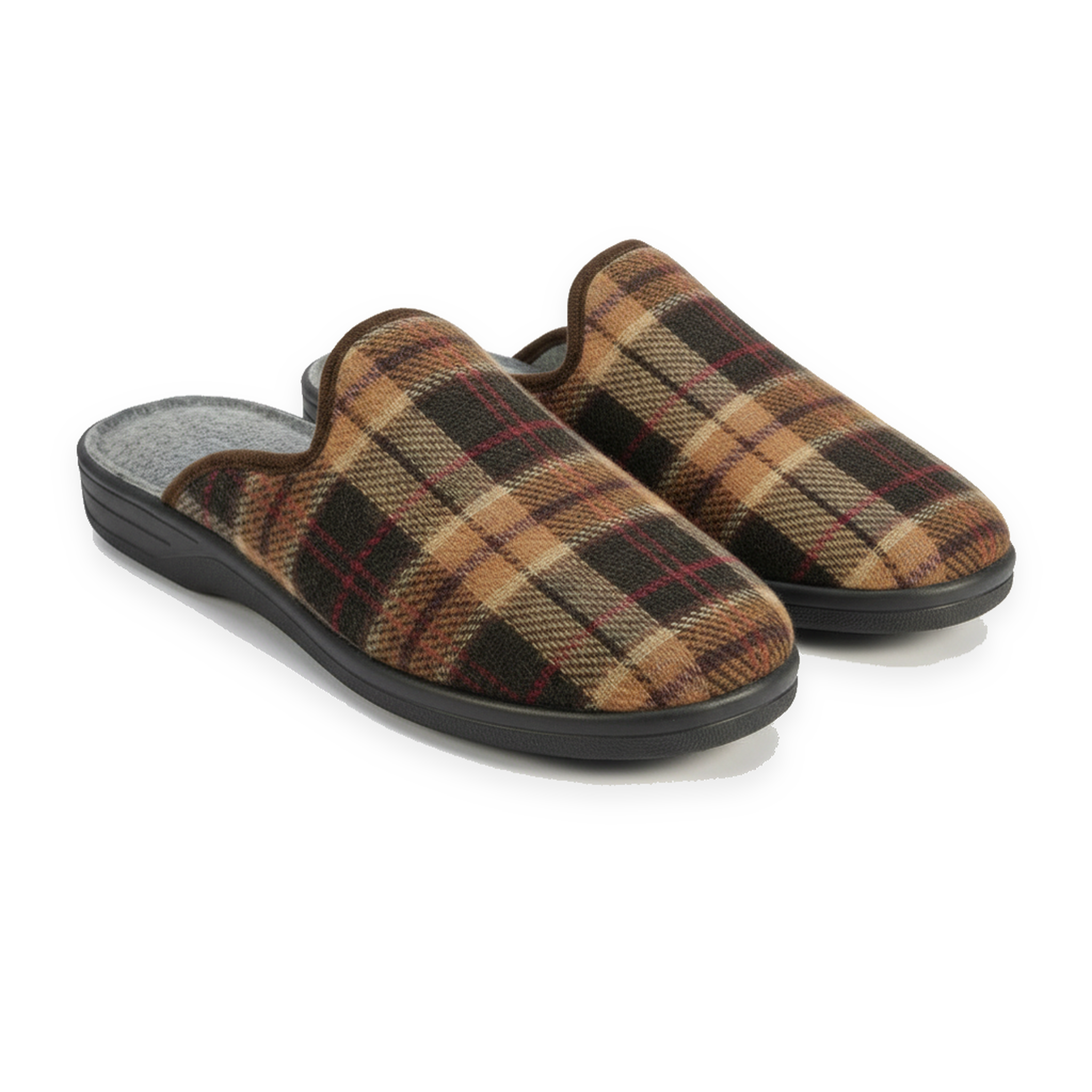 Voir la diapositive 3 : OZABI Ozabi pantoufles mules homme fabriquées en espagne, tige jacquard écossais