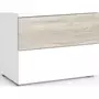 HOMIFAB Table de chevet 2 tiroirs blanc et effet bois 54 cm - Arizona