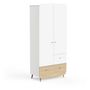 Voir la diapositive 4 : Armoire bébé enfant 2 portes 2 tiroirs blanc LINIA