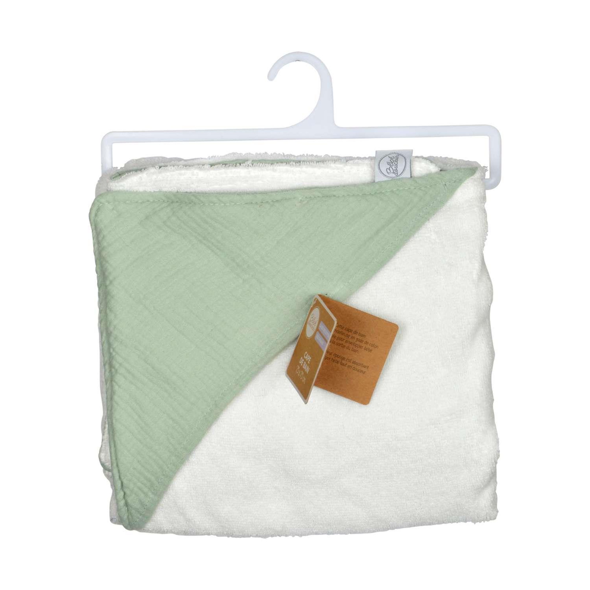 Voir la diapositive 3 : BEBE DOUCEUR Cape de bain en gaze de coton