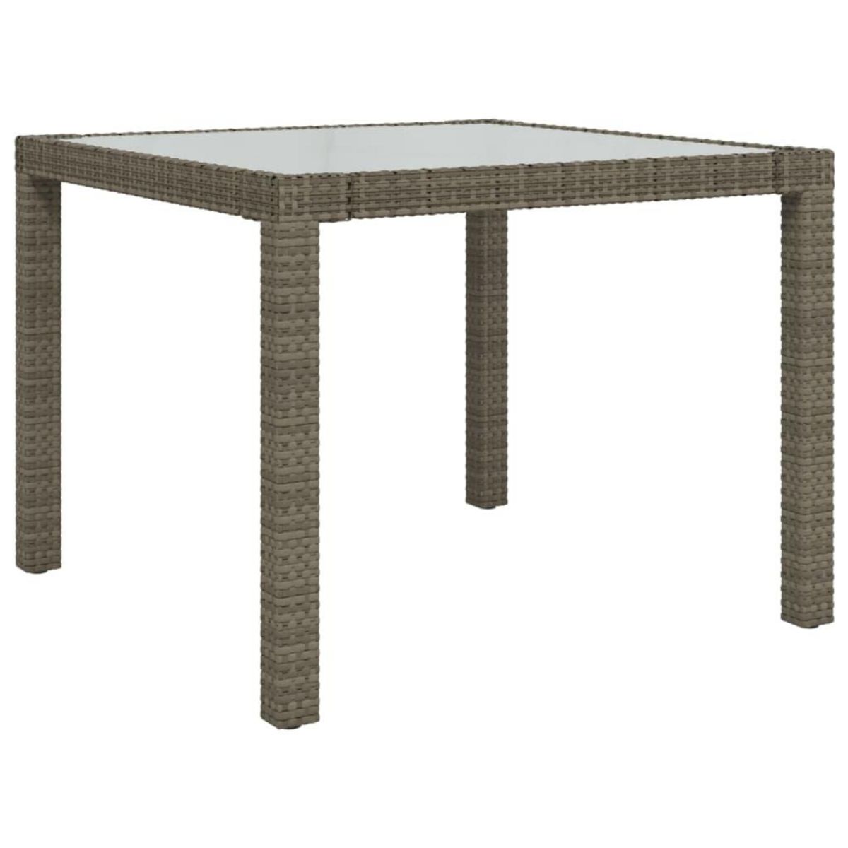VIDAXL Table de jardin 90x90x75 cm Verre trempe et resine tressee Gris