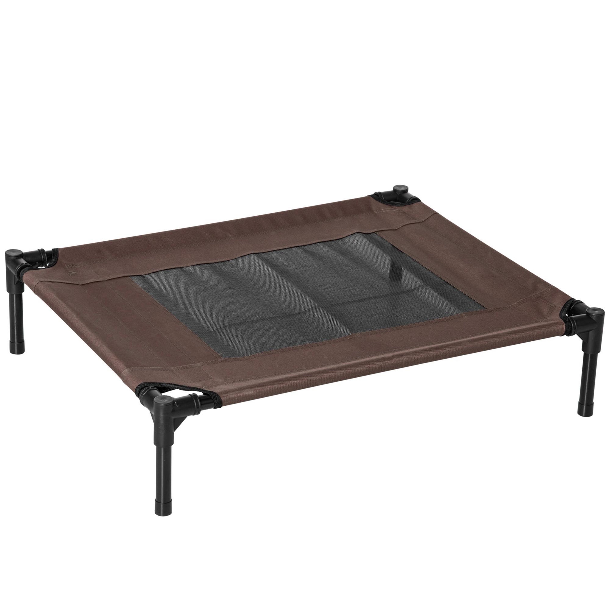 PAWHUT Lit pour chien chat sur pieds tissu oxford textilène micro-perforé 76l x 61l x 18h cm marron noir