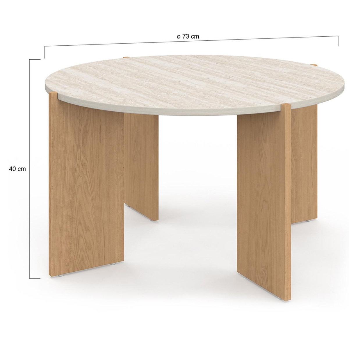 ID MARKET Table basse ronde ARMONIA 73 cm effet travertin