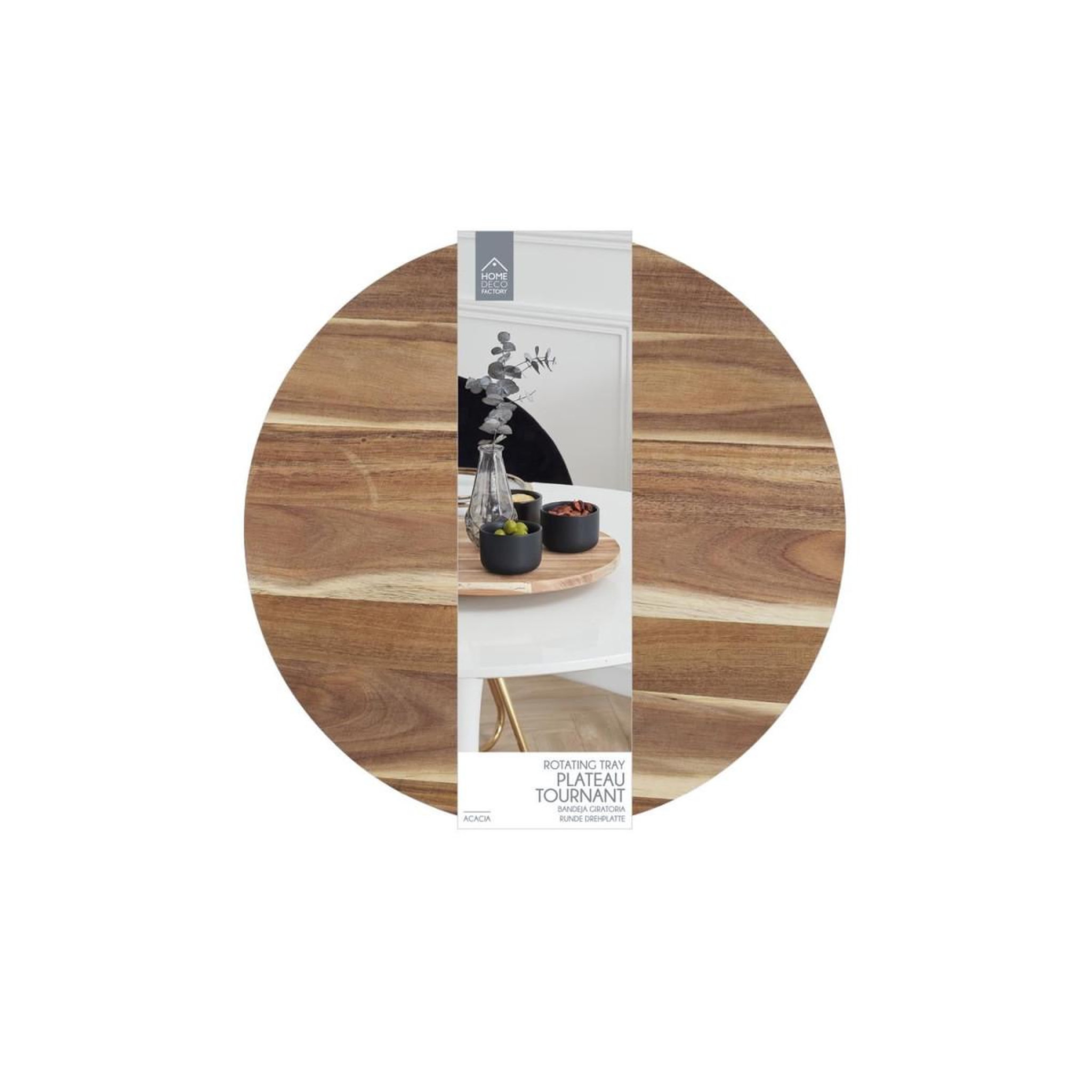 Voir la diapositive 5 : The Home Deco Factory Plateau tournant  acacia  35cm naturel
