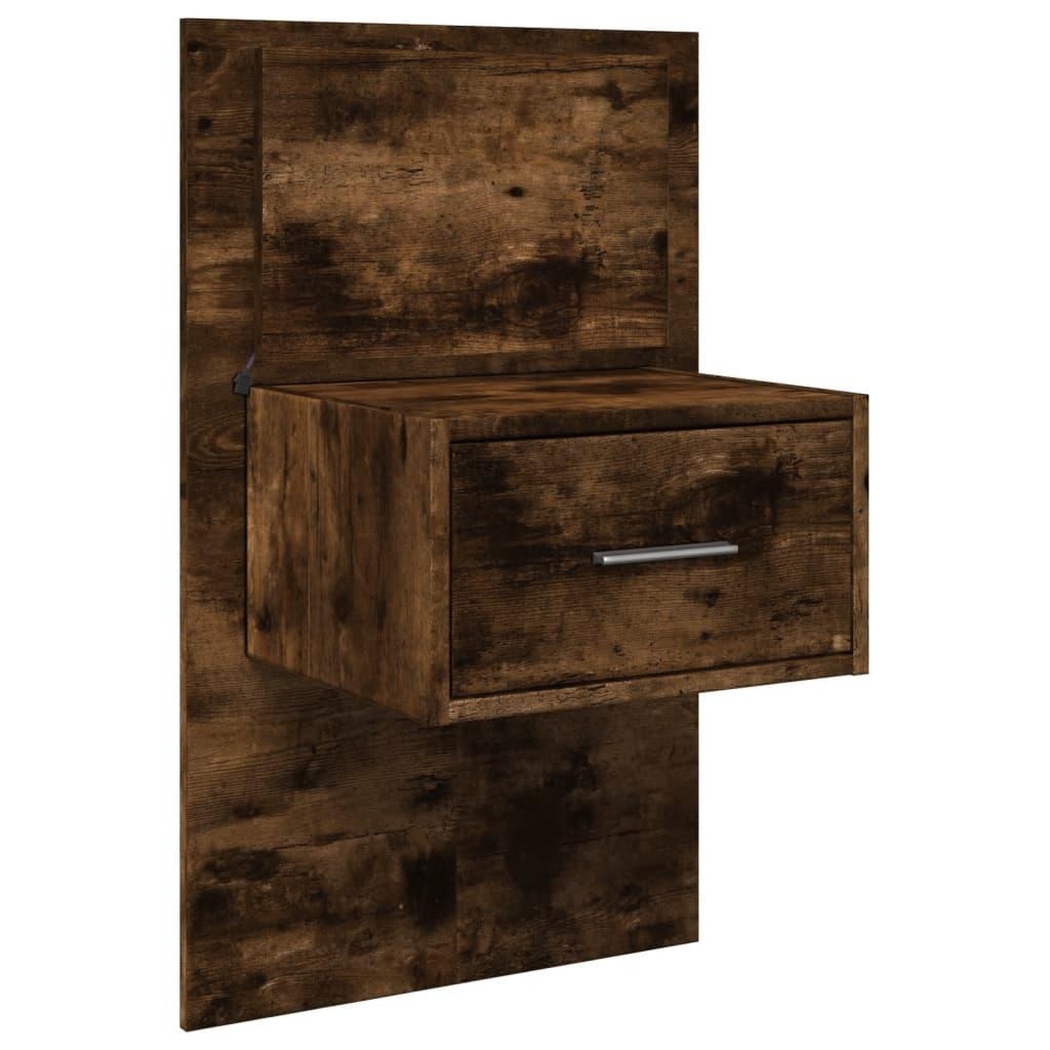 Voir la diapositive 3 : VIDAXL Table de chevet murale avec lumieres LED chene fume