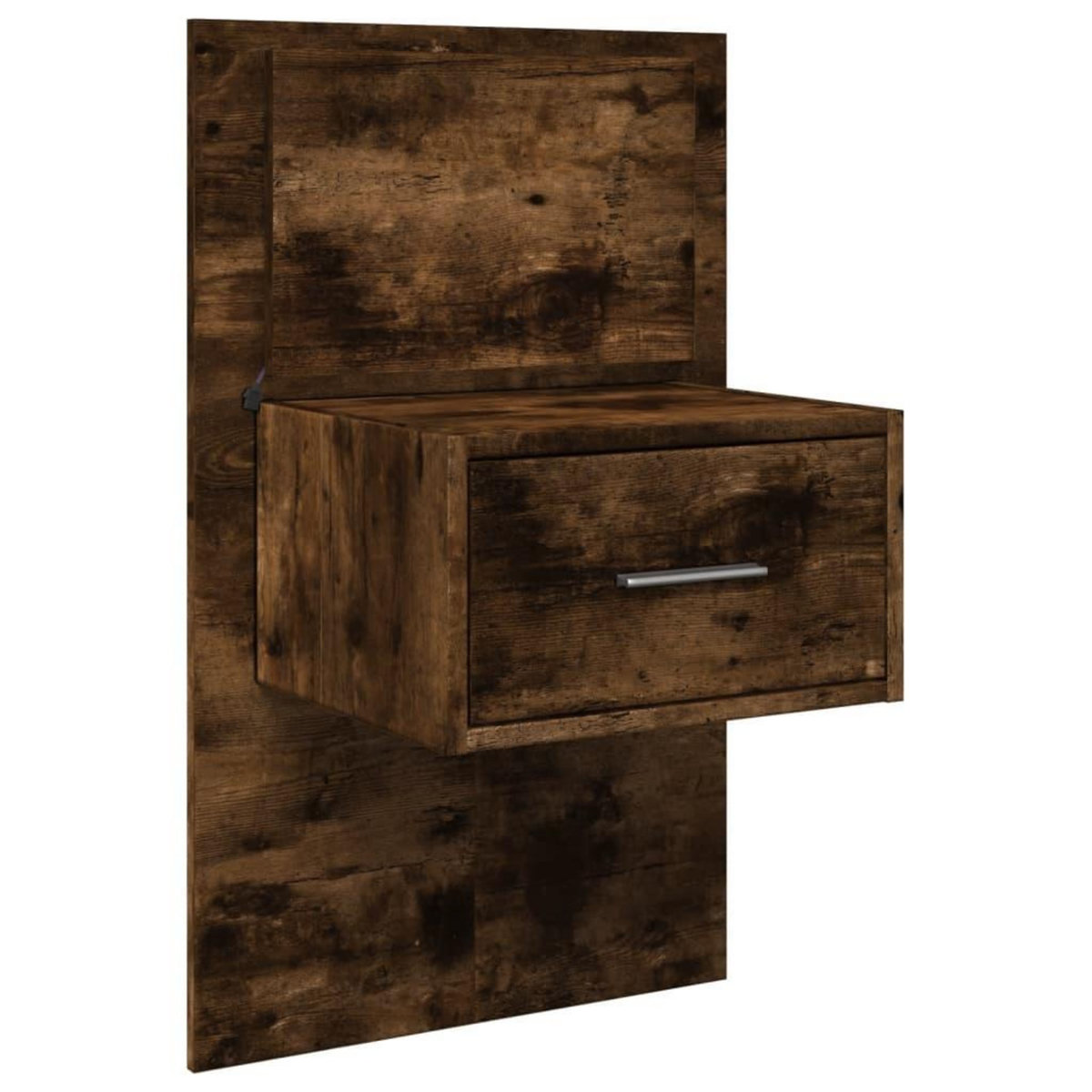 VIDAXL Table de chevet murale avec lumieres LED chene fume