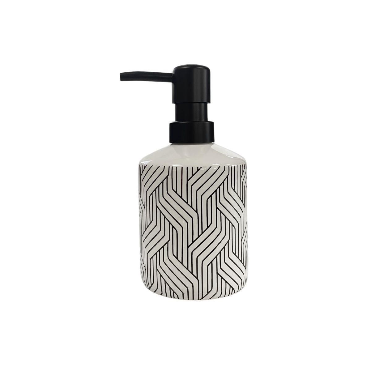 GUY LEVASSEUR Set salle de bain graphique 4 pièces céramique Noir et blanc