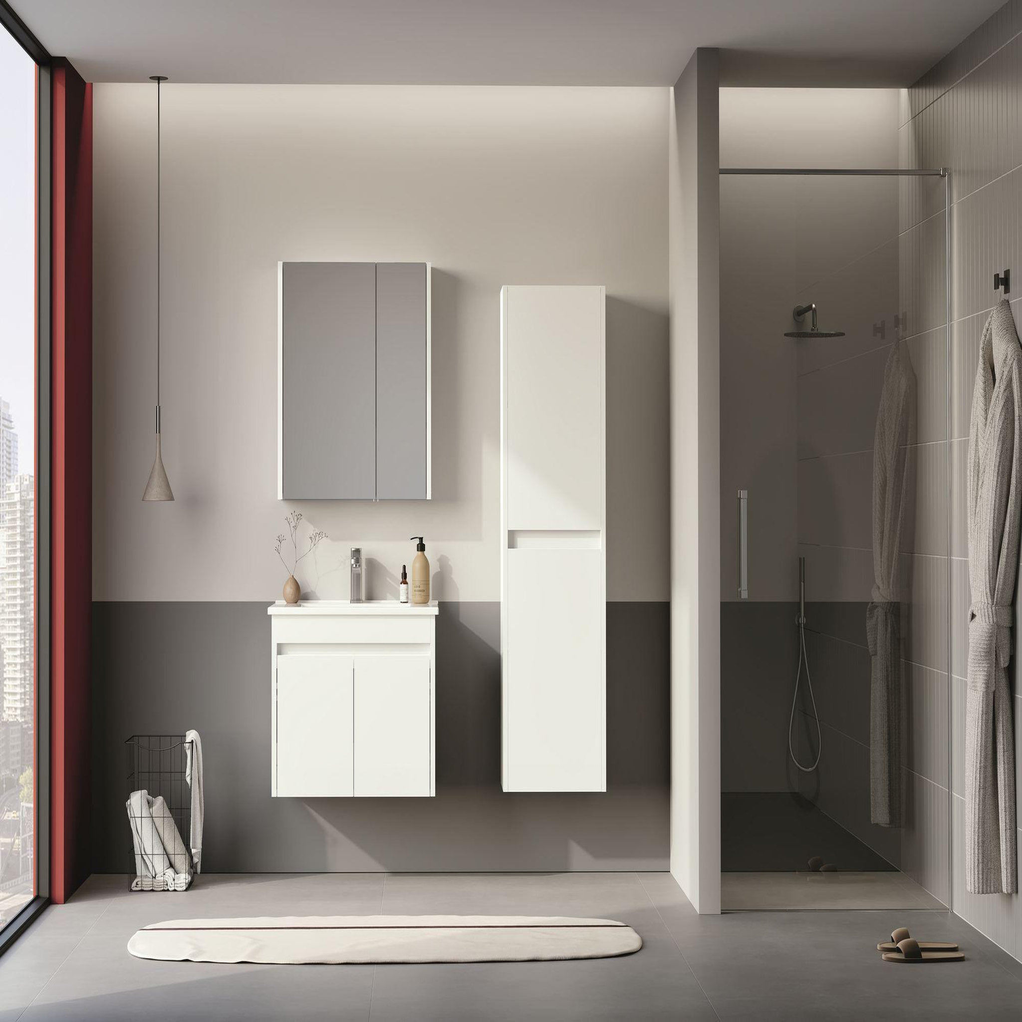 Voir la diapositive 3 : Habitat et Jardin Meuble salle de bain avec miroir  arno 60  - 60 x 16 x 66 cm - white