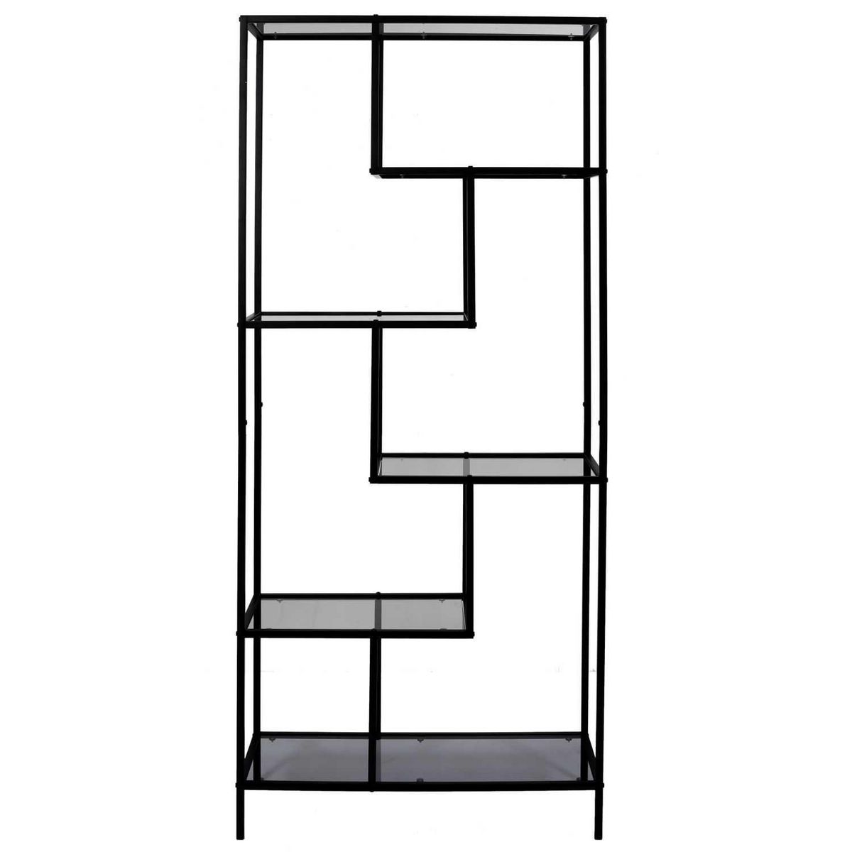 The Home Deco Factory Etagère en verre fumé Edison - H. 180 cm - Noir