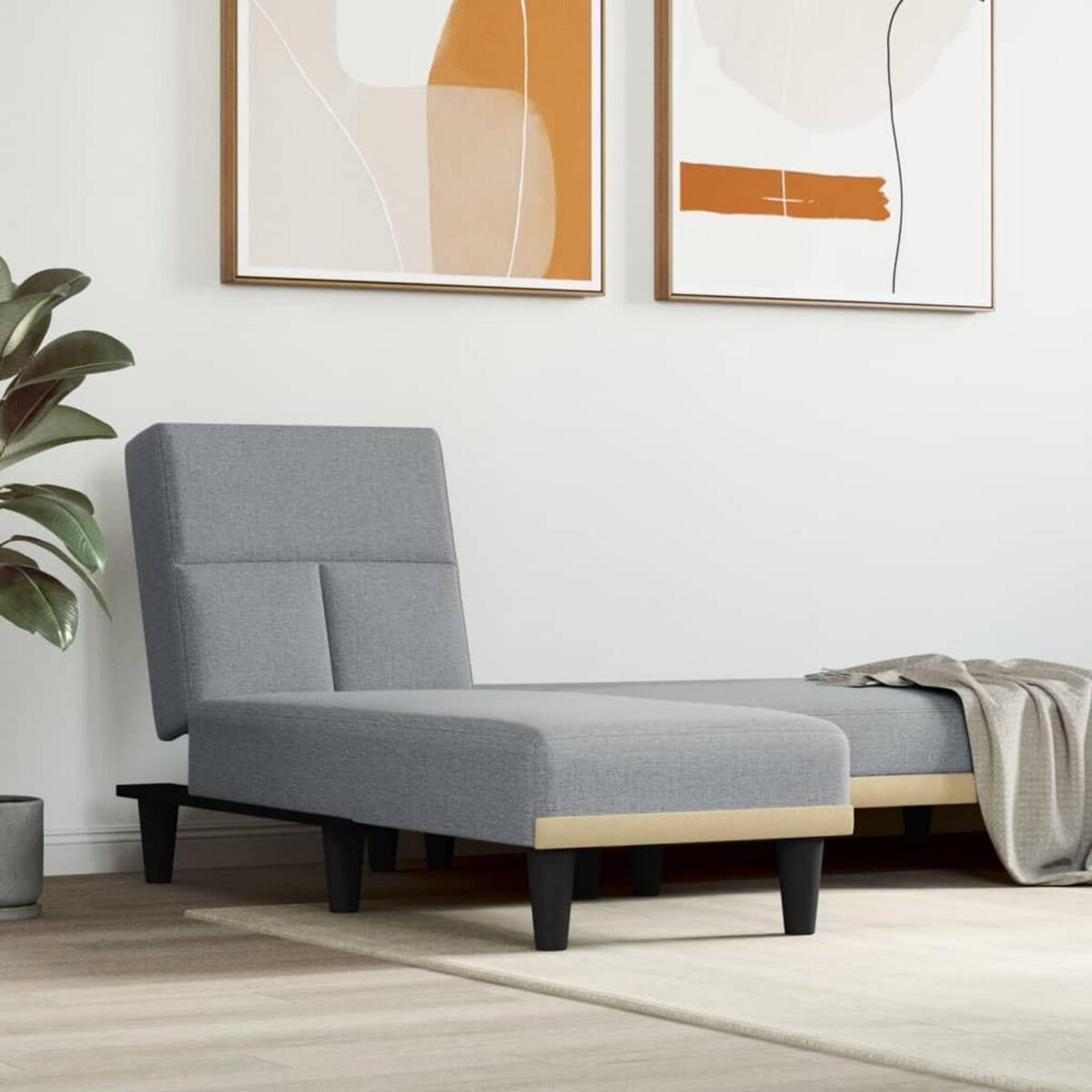 VIDAXL Chaise longue gris clair tissu