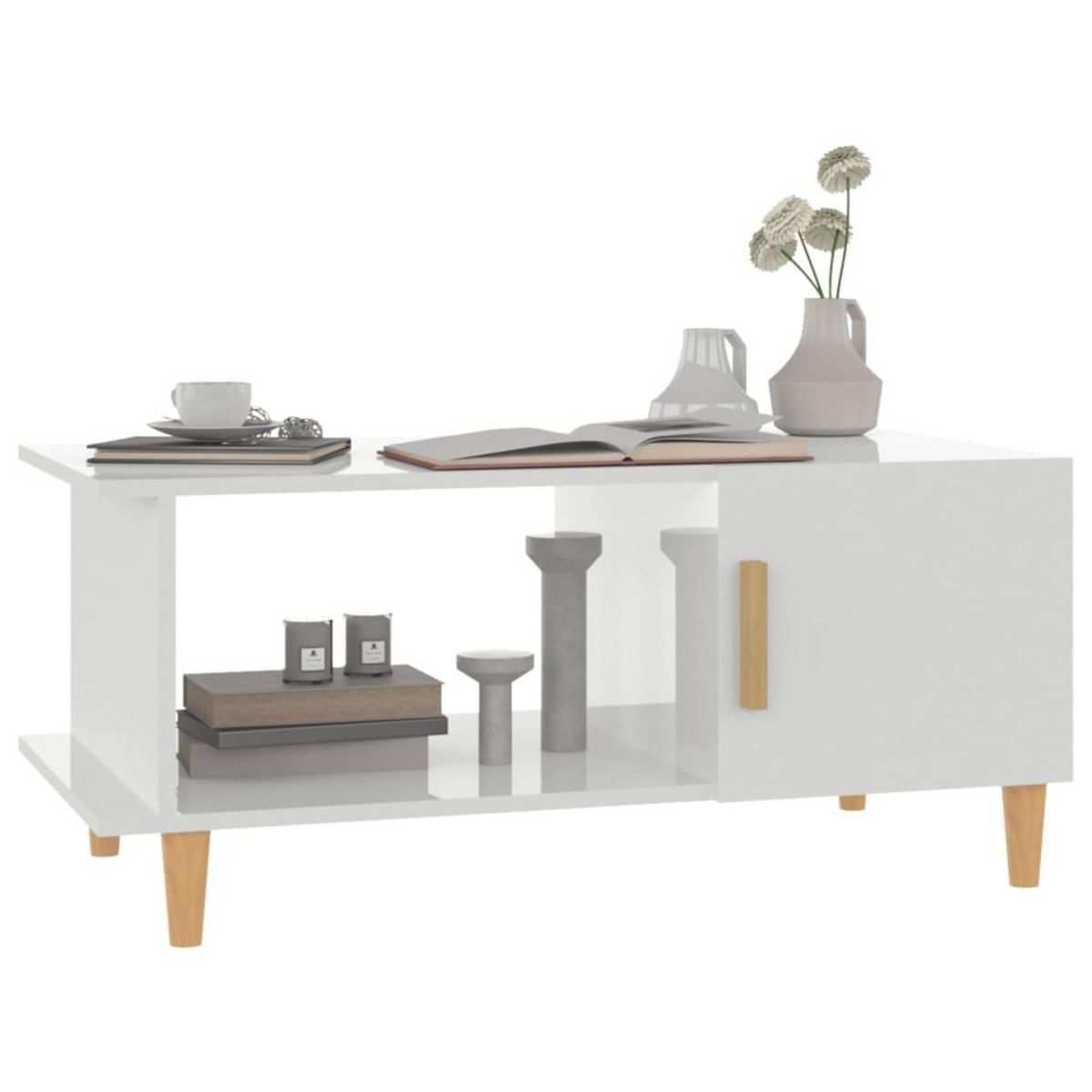 VIDAXL Table basse Blanc brillant 90x50x40 cm Bois d'ingenierie