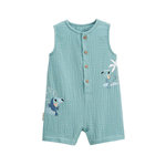 Petit Béguin Combishort bébé en gaze de coton Toucana. Coloris disponibles : Bleu