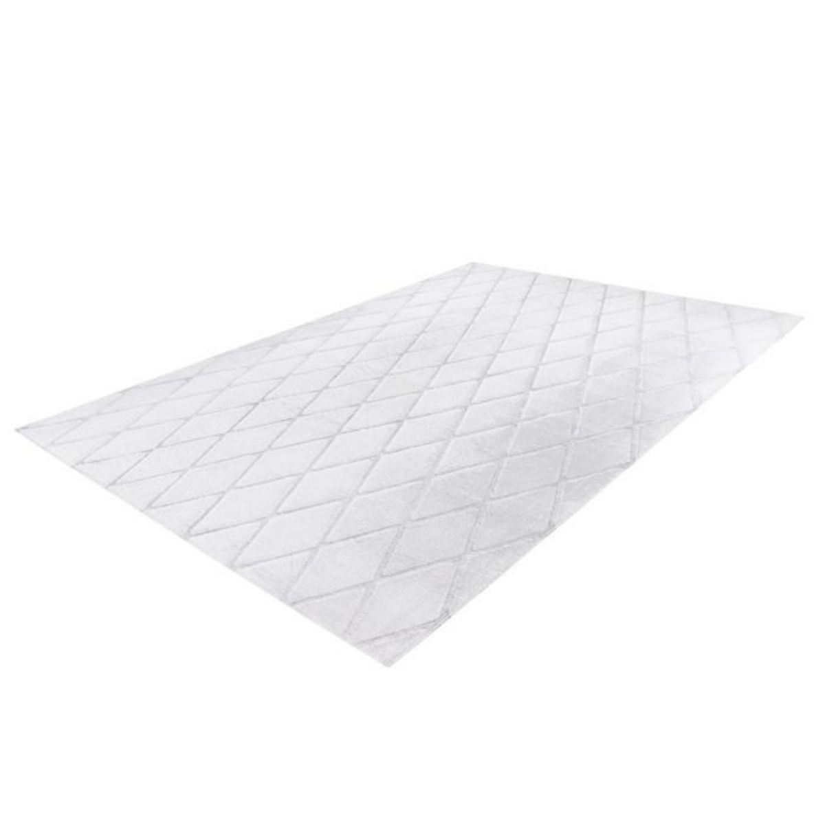 Paris Prix Tapis Shaggy Géométrique  Vivica  Blanc & Bleu Gris