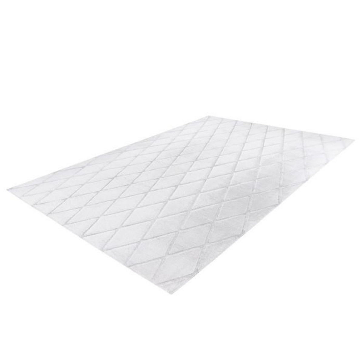 Paris Prix Tapis Shaggy Géométrique  Vivica  Blanc & Bleu Gris