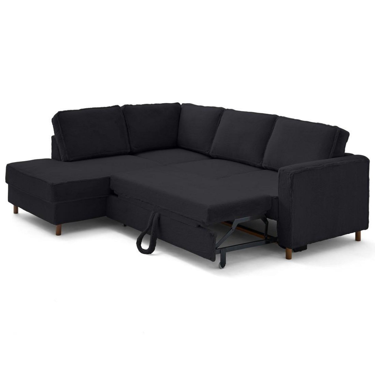 LISA DESIGN Jake - canapé d'angle gauche 5 places convertible en fausse fourrure