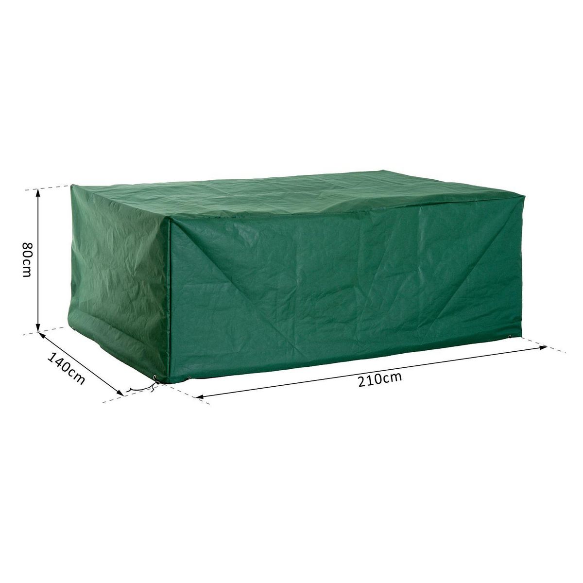 HOMCOM Housse de protection etanche pour meuble salon de jardin rectangulaire 210L x 140l x 80H cm vert
