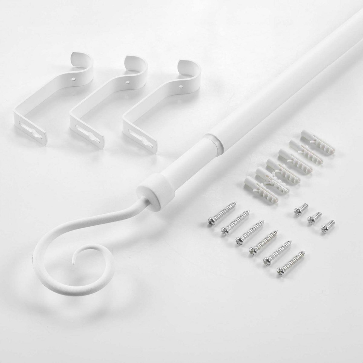 Douceur d'Intérieur Kit de tringle à rideaux extensible ARABESQUE - L. 210 à 380 cm - Blanc