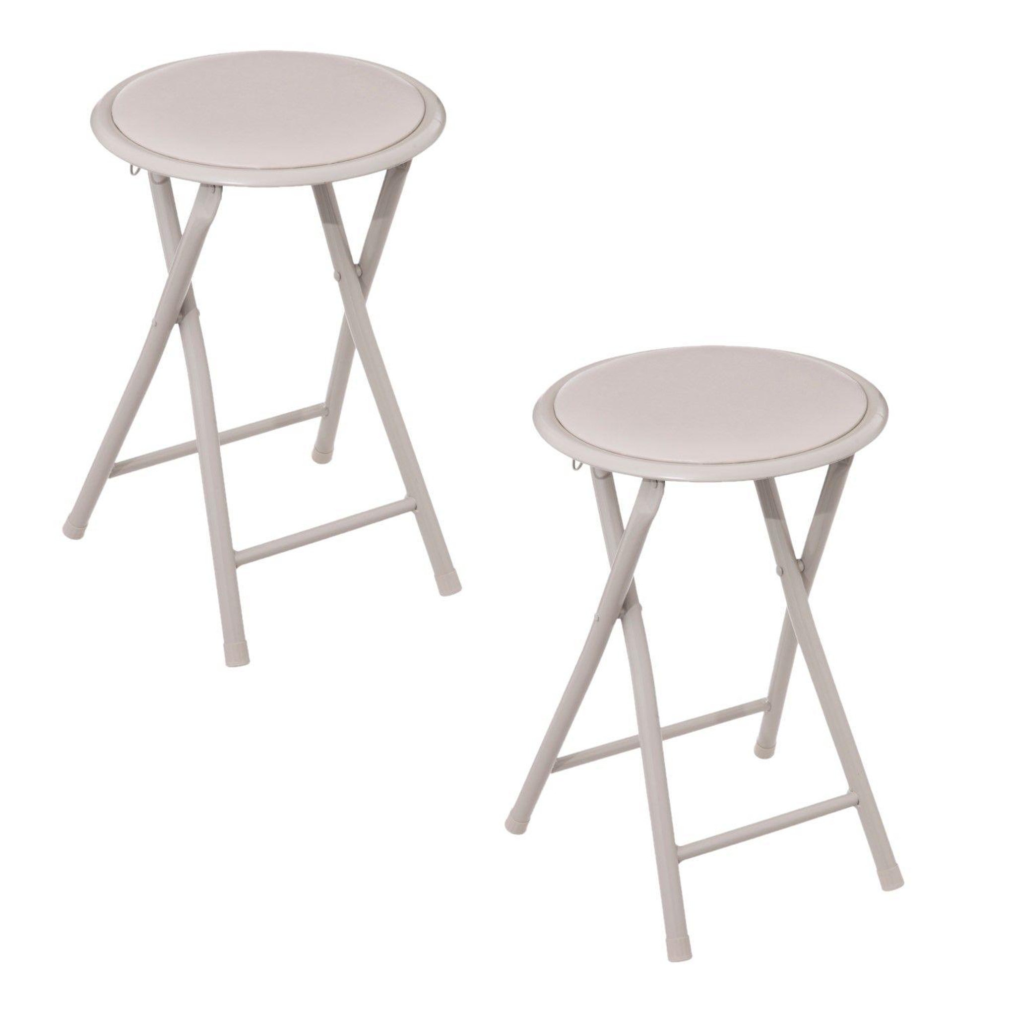 TOILINUX Lot de 2 tabourets d'appoint pliants en pvc - beige