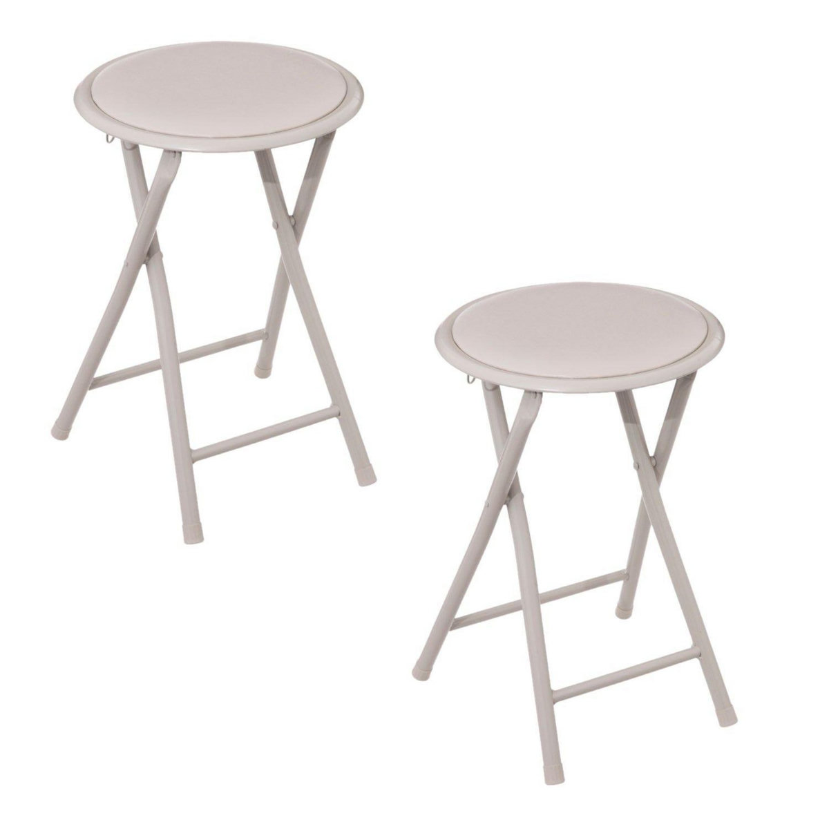 FIVE Lot de 2 tabourets d'appoint pliables en PVC - Beige