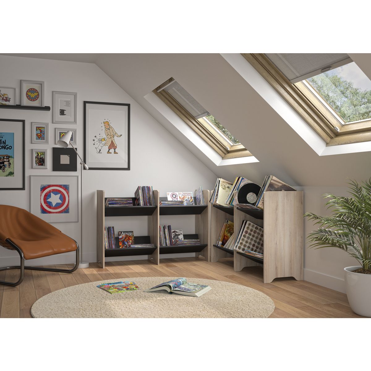 Meuble de rangement pour vinyles L119xH80xP40cm ATLANTA