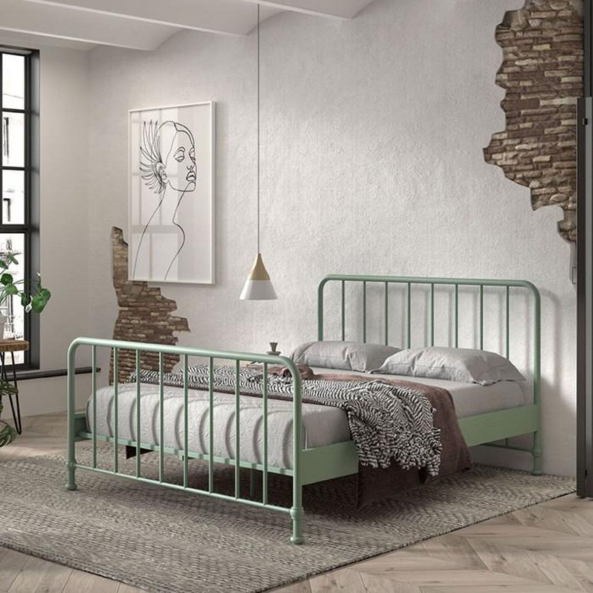 Paris Prix Lit Adulte  Bronxx  160x200cm Green Mat