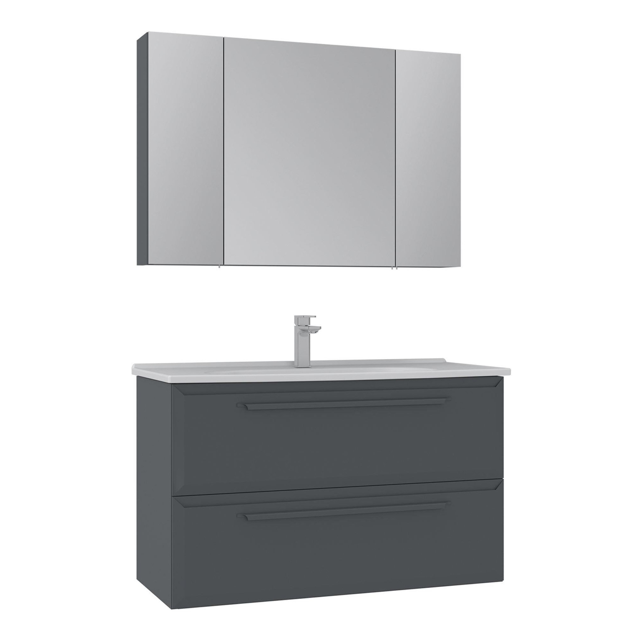 Habitat et Jardin Meuble avec simple vasque et miroir  Nuvola 100 v2  - 100 x 50 x 62 cm - Anthracite