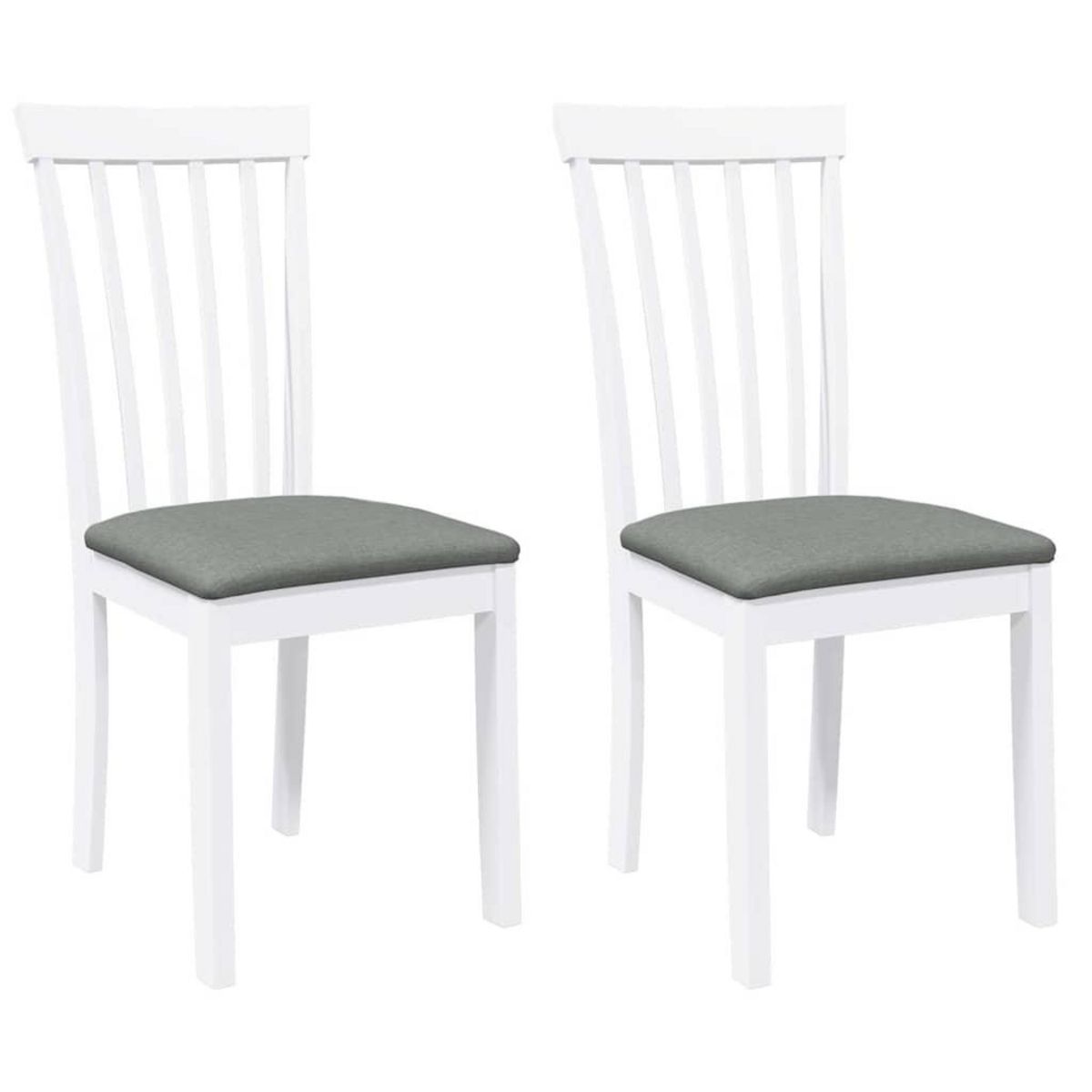 VIDAXL Chaises a manger coussins 2 pcs blanc bois massif caoutchouc