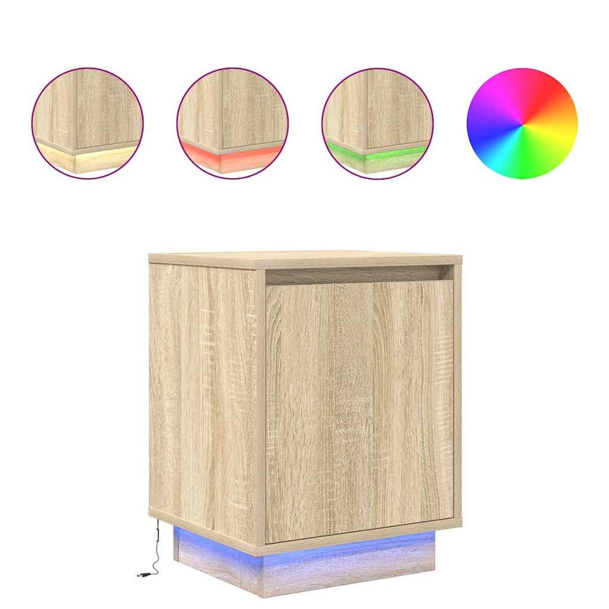 Voir la diapositive 2 : VIDAXL Tables de chevet avec lumieres LED 2pcs chene sonoma 38x34x50cm