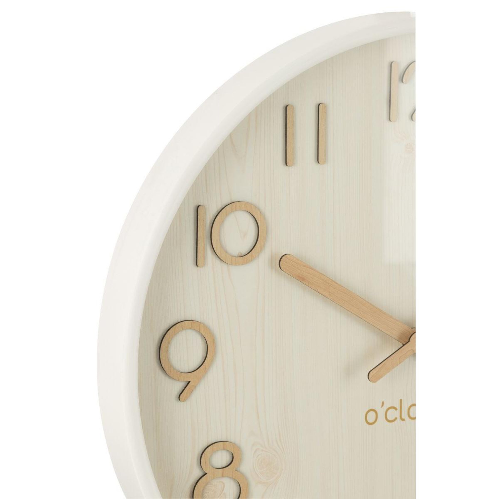Voir la diapositive 2 : J-LINE Horloge Murale en Bois  Marion  53cm Blanc