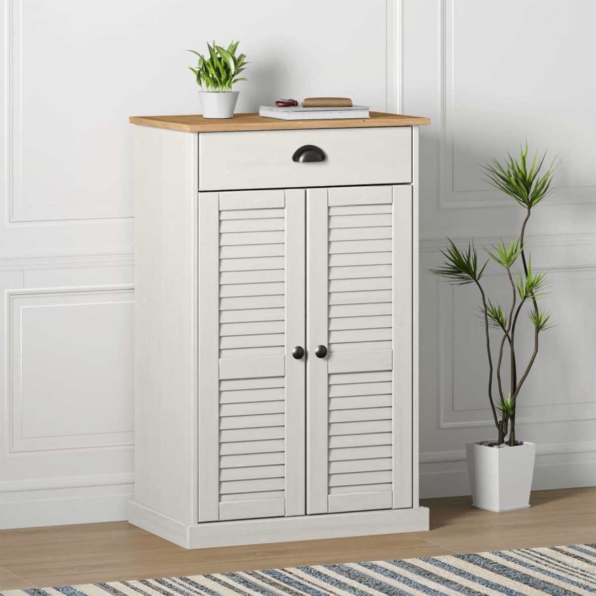 VIDAXL Armoire a chaussures VIGO blanc 60x35x96 cm bois massif de pin