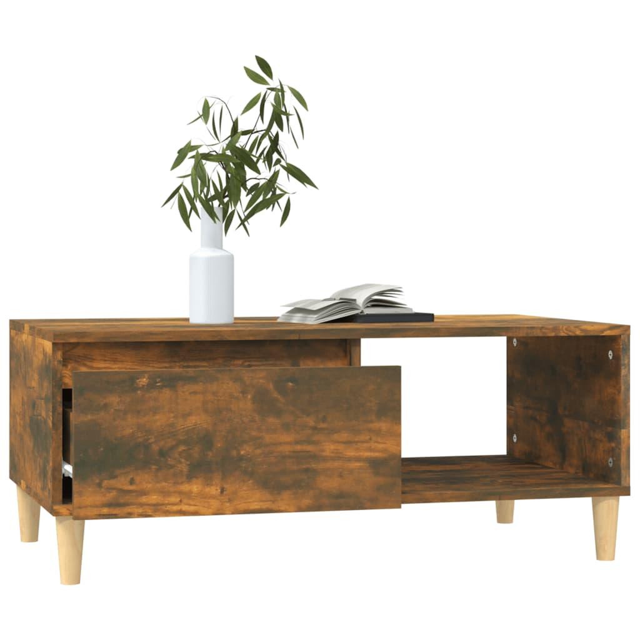 Voir la diapositive 4 : VIDAXL Table basse Chene fume 90x50x36,5 cm Bois d'ingenierie