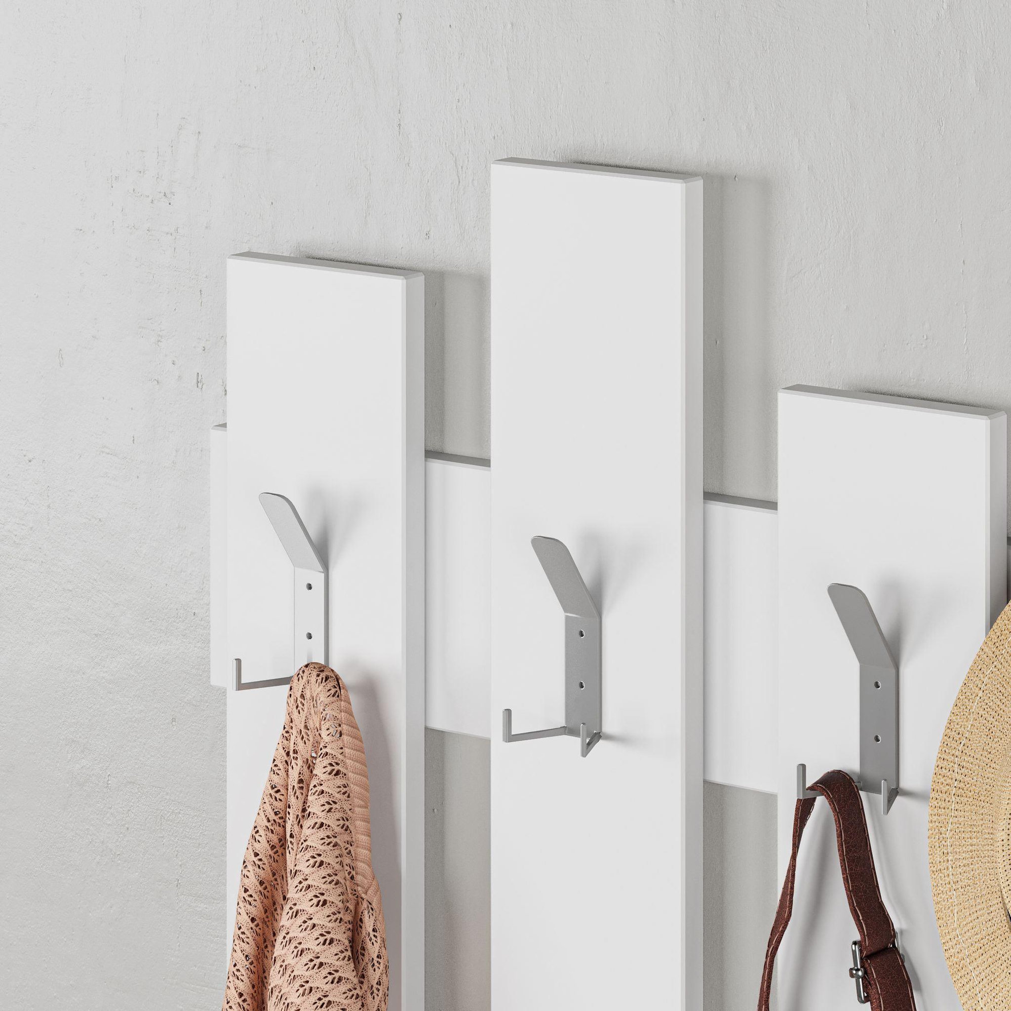 Voir la diapositive 3 : Habitat et Jardin Porte manteau mural en bois  wave  - 64 x 4 x 79 cm - blanc