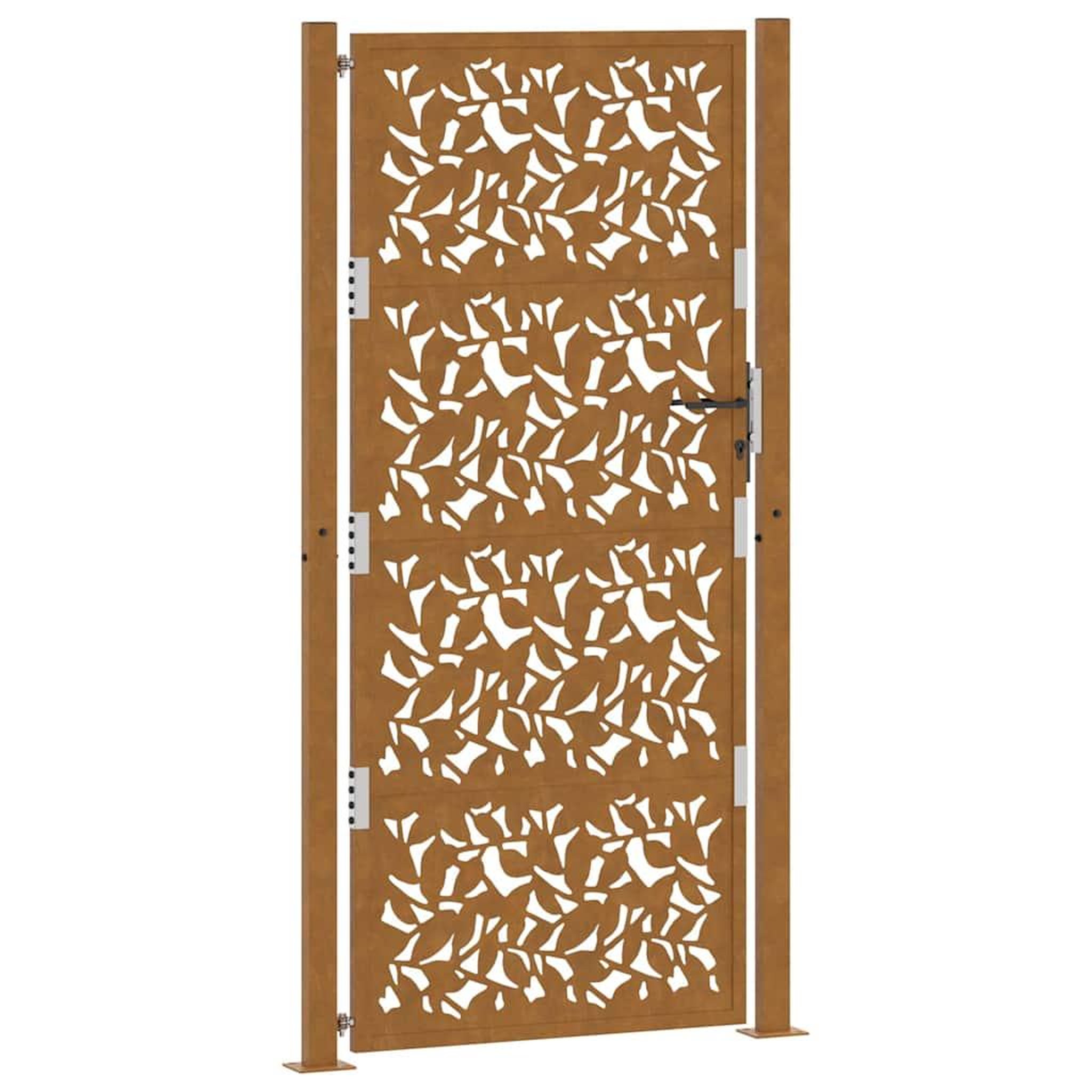 Voir la diapositive 2 : VIDAXL Porte de jardin acier resistant aux intemperies design feuilles