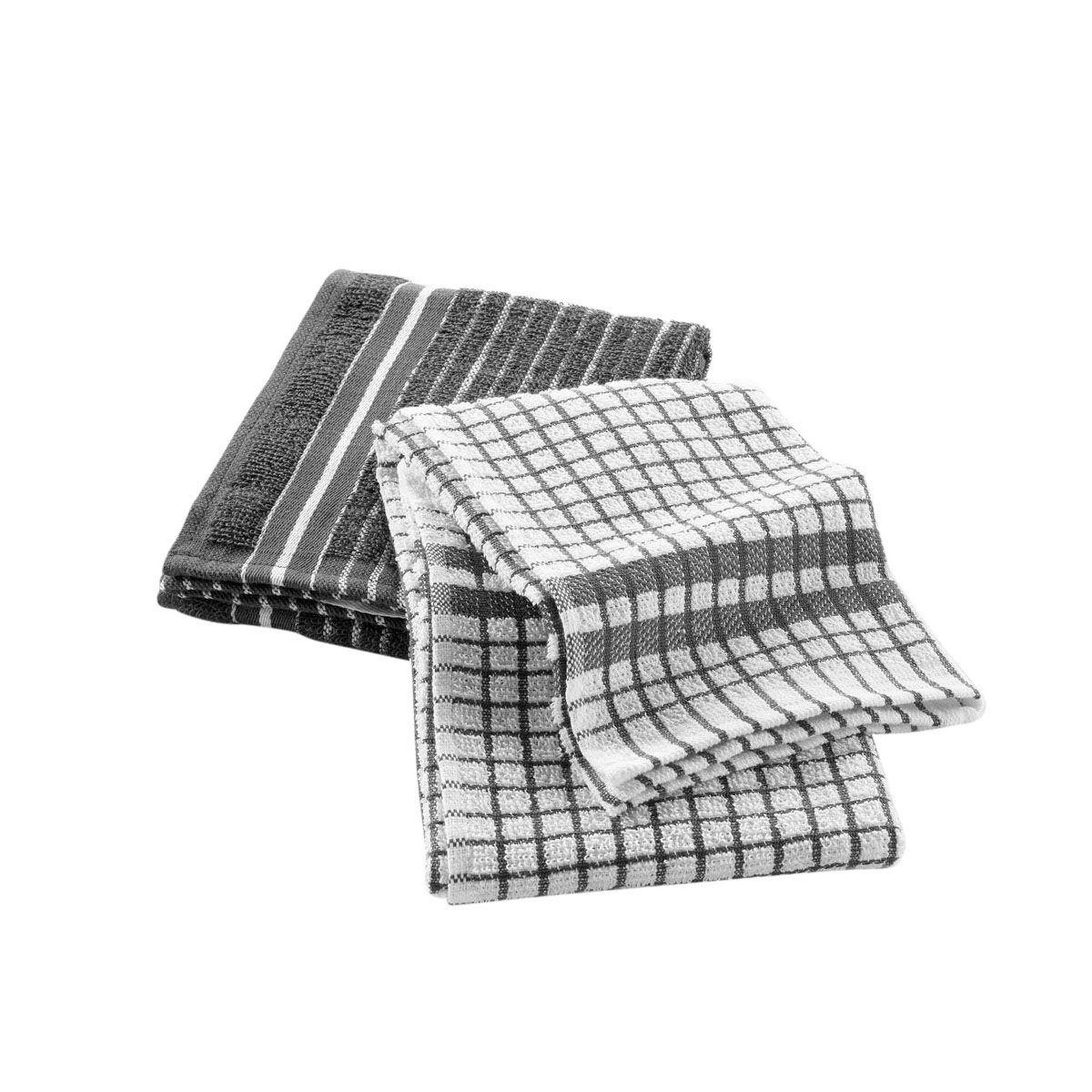Douceur d'Intérieur Lot de 2 Torchons Éponge  Classico  50x70cm Anthracite