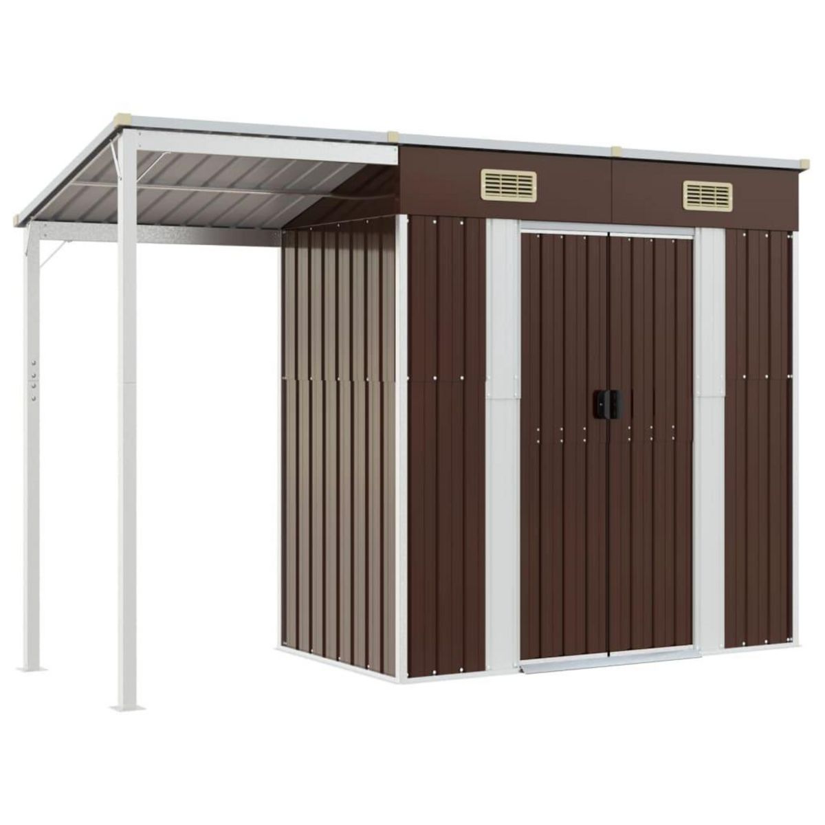 VIDAXL Abri de jardin avec toit prolonge marron 277x110,5x181 cm acier